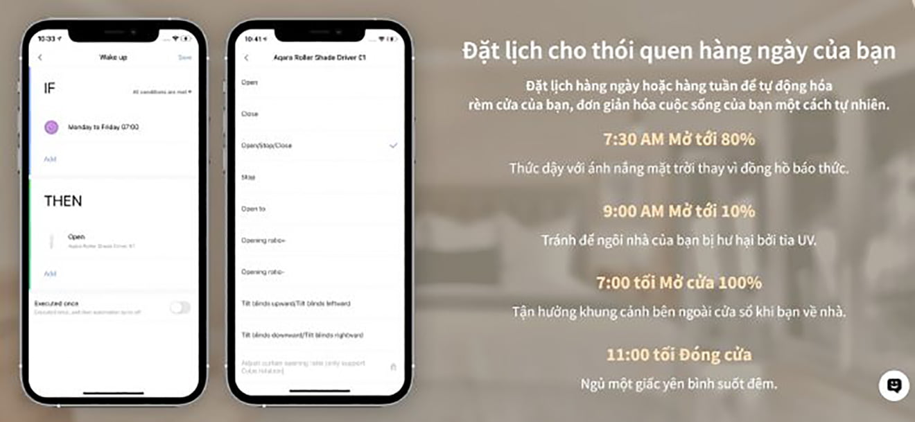 Bộ điều khiển rèm cuốn Aqara E1 đặt lịch linh hoạt