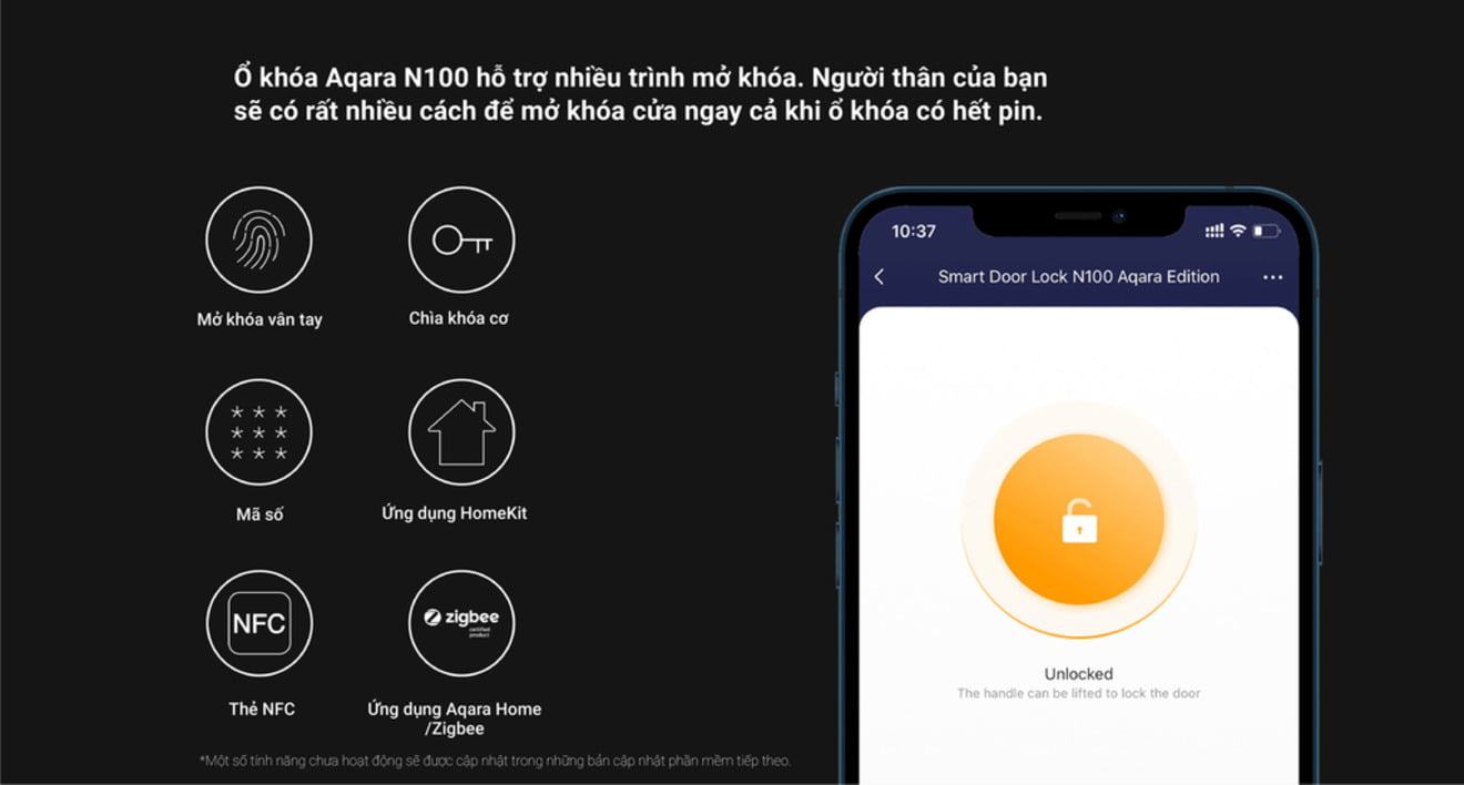 Khóa cửa thông minh Aqara N100 hỗ trợ nhiều trình mở khóa vô cùng tiện lợi 