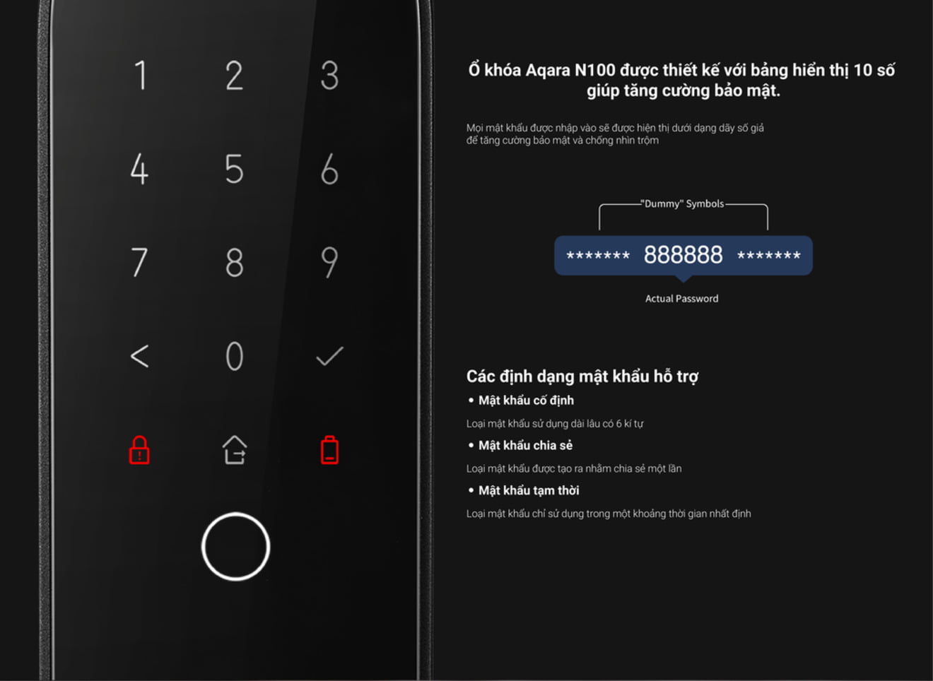 Bảng hiển thị khóa thông minh N100 Smart Door Lock hiển 10 số 