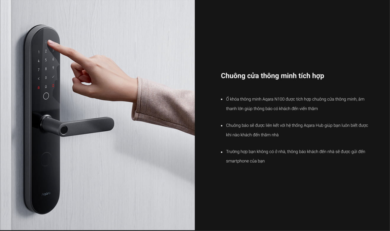 Khóa cửa thông minh N100 Smart Door Lock tích hợp chuông cửa thông minh 